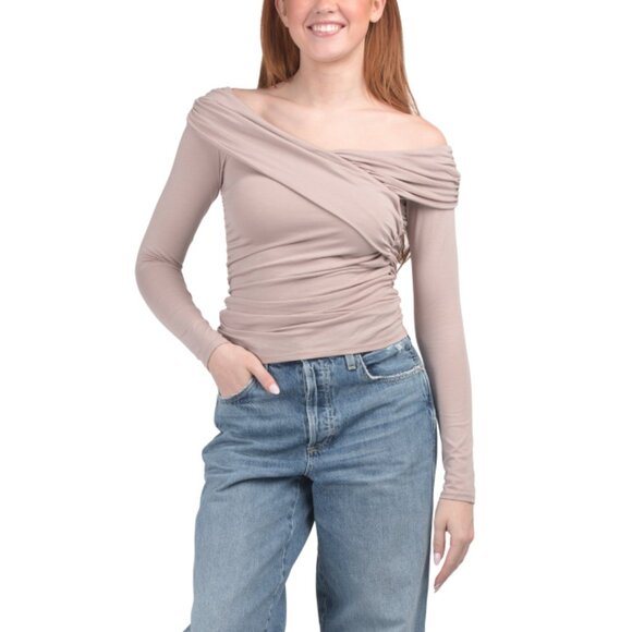 NATION Whisper Pima Cotton Blend Mika Off The Shoulder Top - Picture 1 of 2